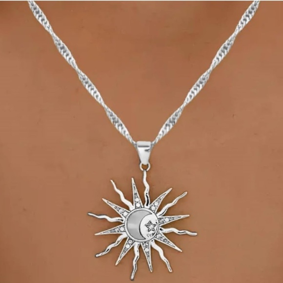 Jewelry - Sun Moon Star Pendant Necklace Celestial Silver